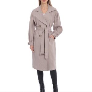 Avec Les Filles 100% Linen Belted Trench Coat Taupe Small NWOT
